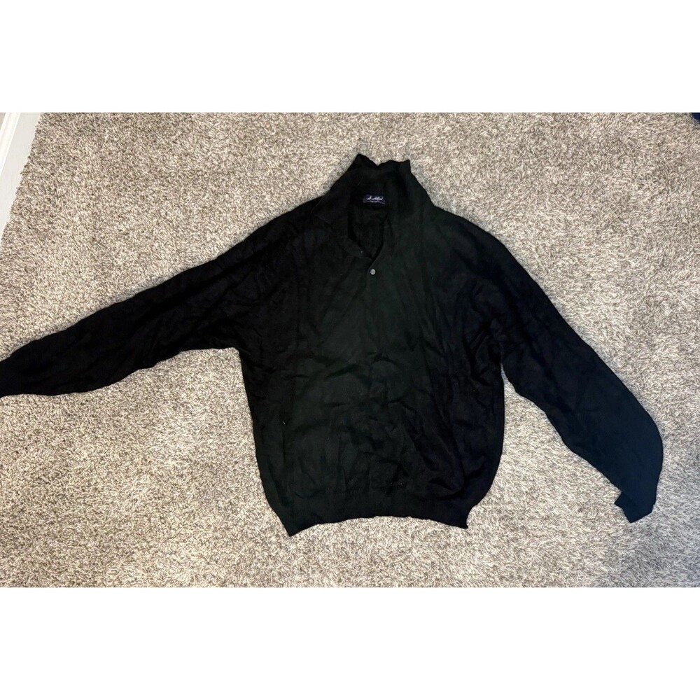 L Ashford Black Cashmere Cardigan Sweater Womens XL Button Front Soft